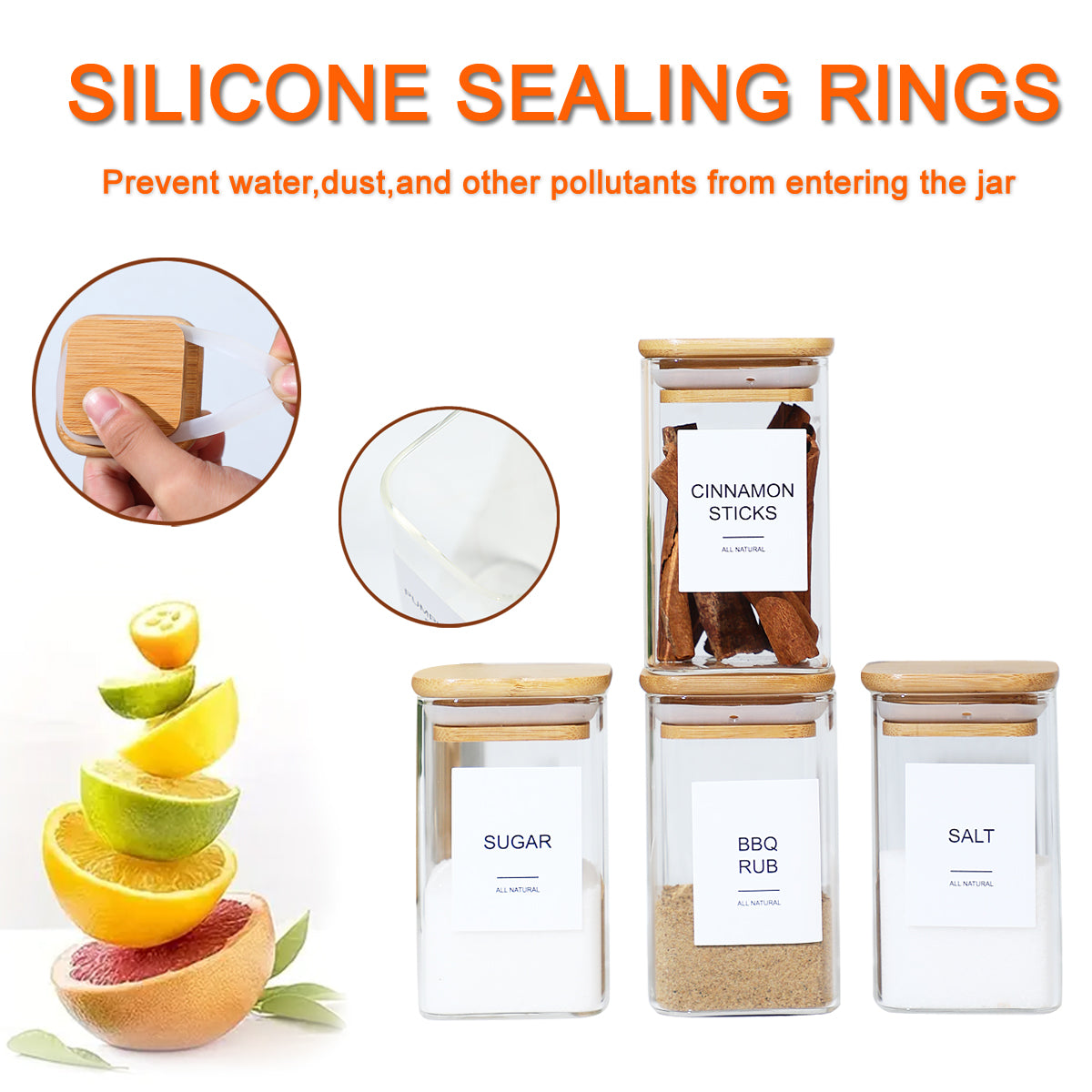 Glass Jars with Airtight Bamboo Lids Snack Candy Storage Jar