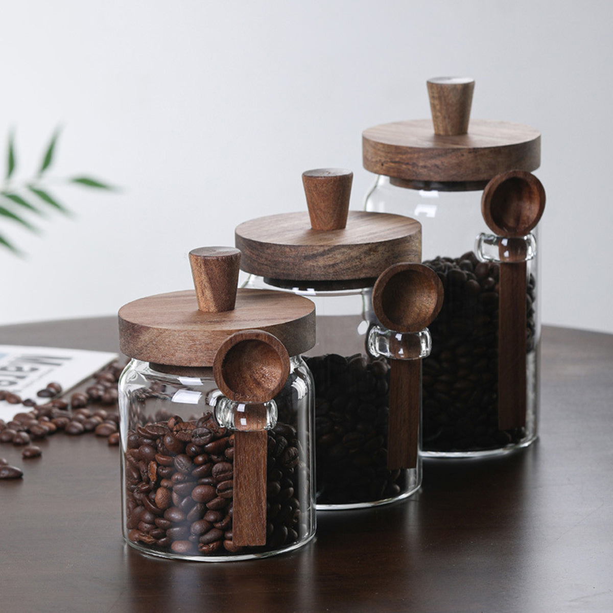 Glass Containers with Lids Mason Jars with Wide Mouth Good Sealing Food Jars & Canisters Food Storage for Coffee Pepper