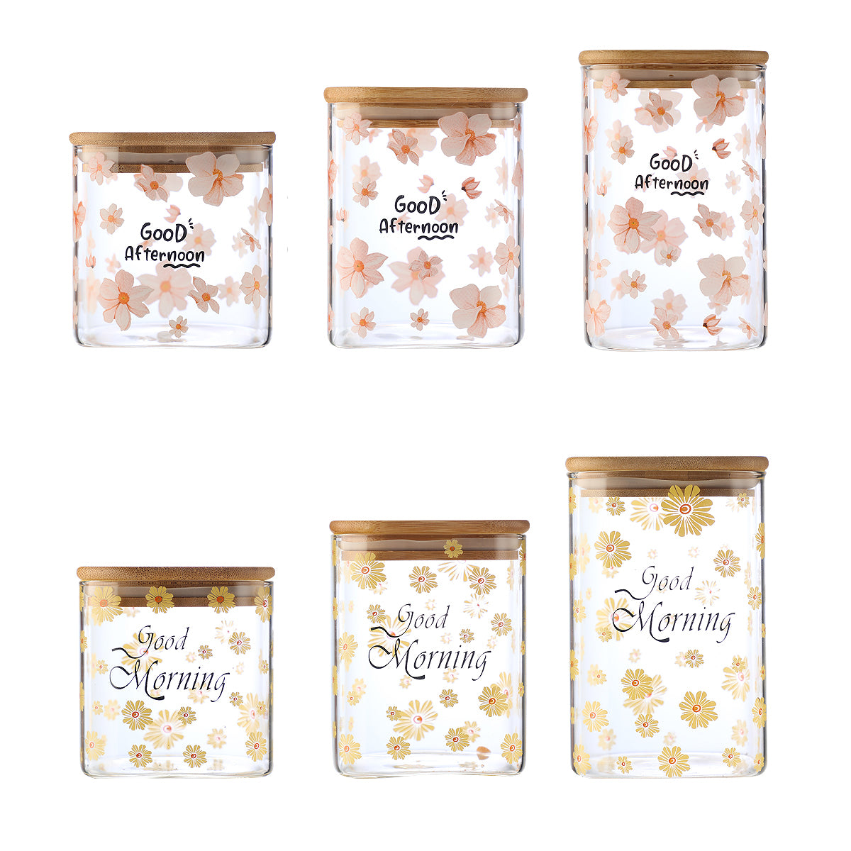 3 Pieces Kitchen Clear Glass Food Storage Container Jar with Sealing Lid Airtight Food Storage Containers for Coffee Beans, Flour