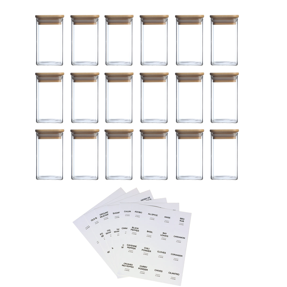 Glass Jars with Airtight Bamboo Lids Snack Candy Storage Jar