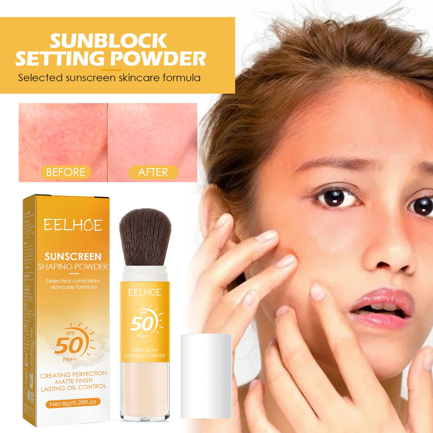 Oil Control Lightweight Breathable Mineral Sunscreen Setting Powder SPF35 for All Skin