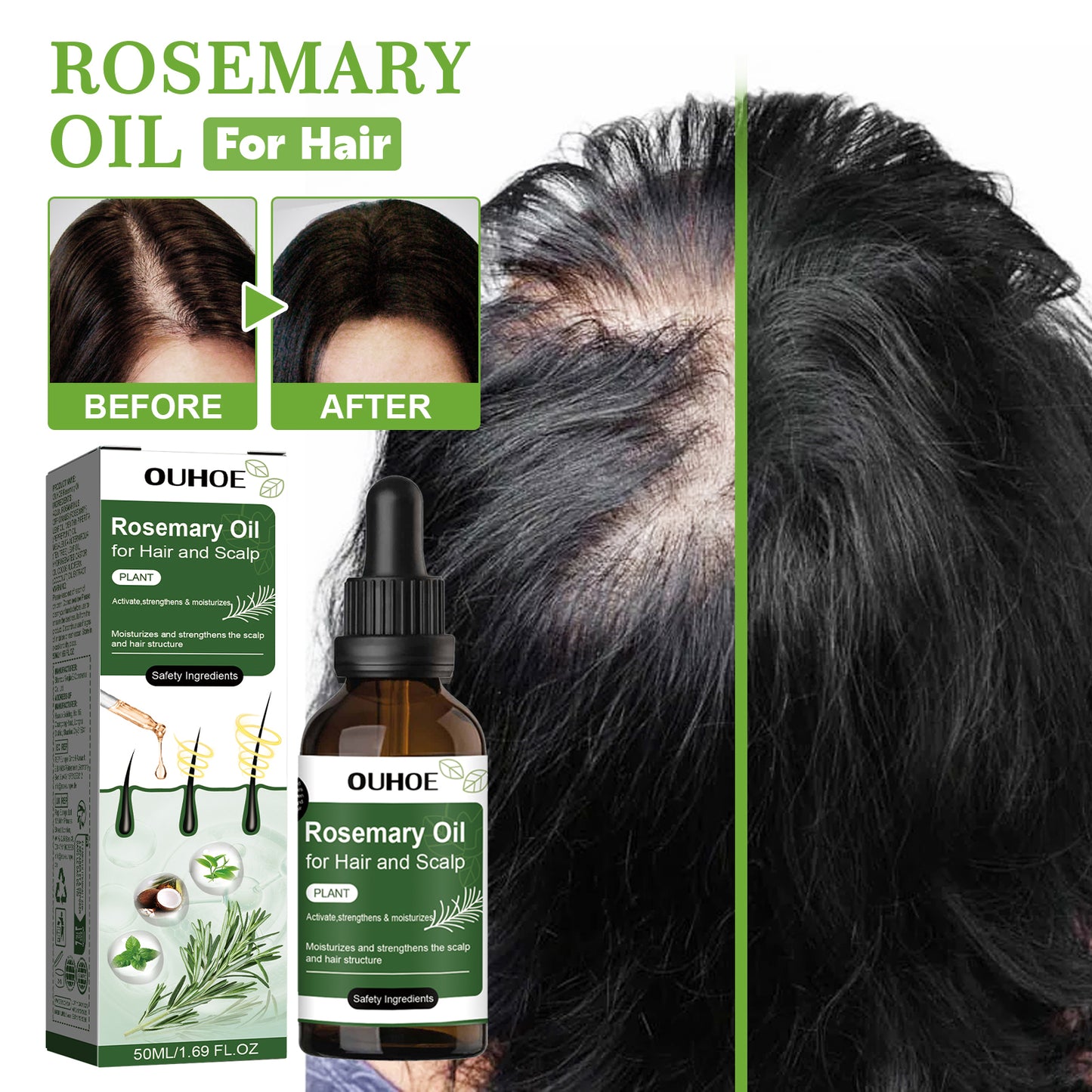Pure and Natural 1.69fl Oz Organic Rosemary Oil for Hair Growth