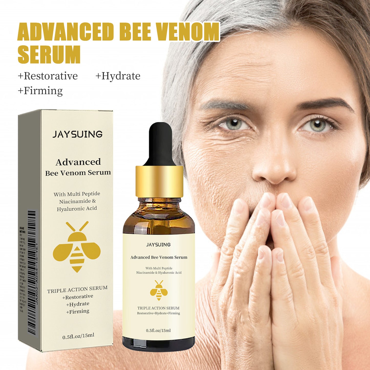 Advanced Bee Venom Serum, Anti-Aging Facial Serum, Face Serum to Help Refine Fine Lines & Wrinkles, Hydrating facial essence