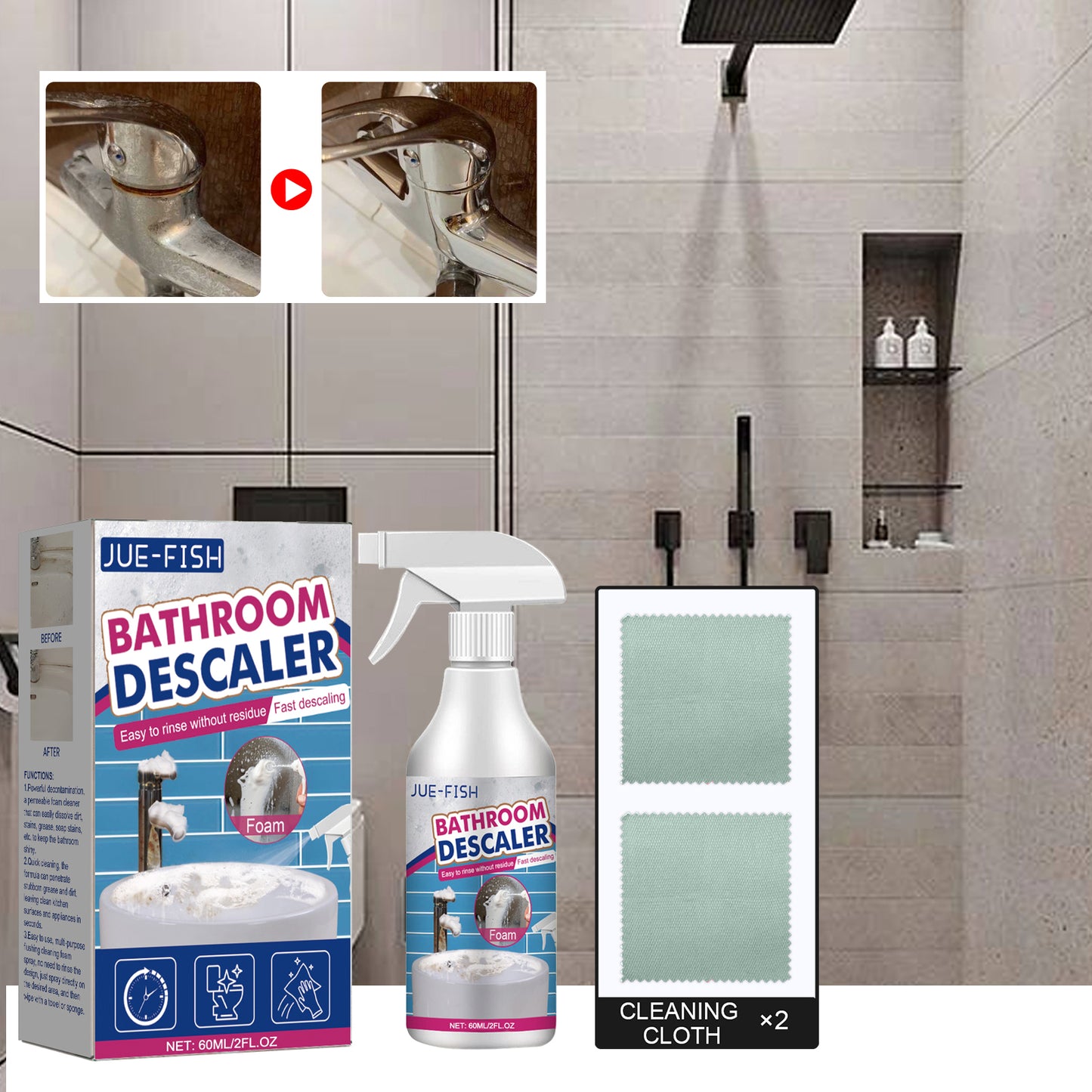 Bathroom Descaler Foam Cleaner Stubborn Stains Cleaner