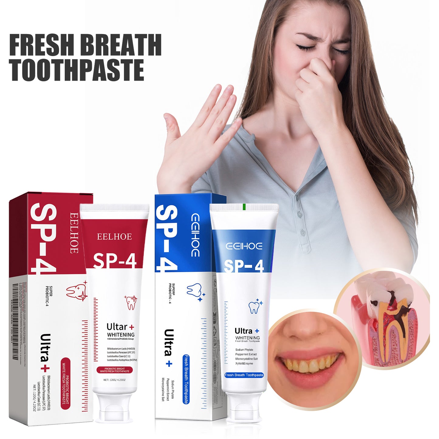 SP-4 Probiotic Whitening Toothpaste, SP-4 Fresh Breath Whitening Toothpaste