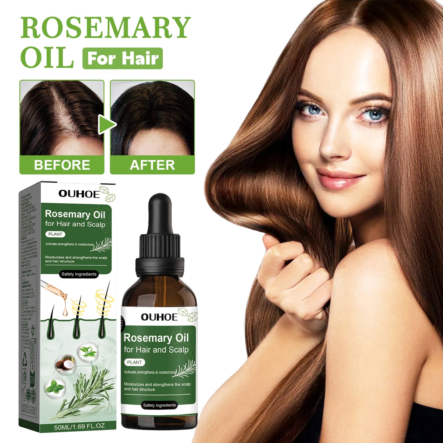 Pure and Natural 1.69fl Oz Organic Rosemary Oil for Hair Growth