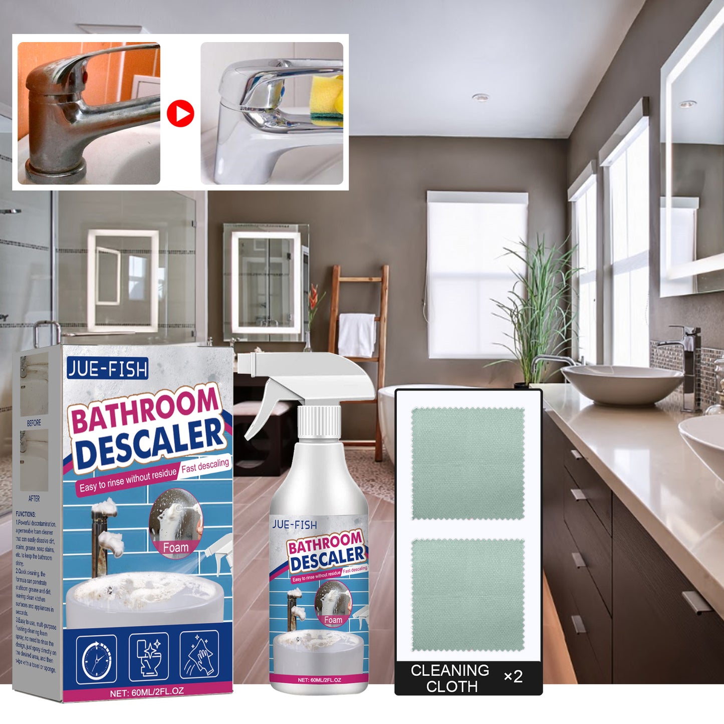 Bathroom Descaler Foam Cleaner Stubborn Stains Cleaner