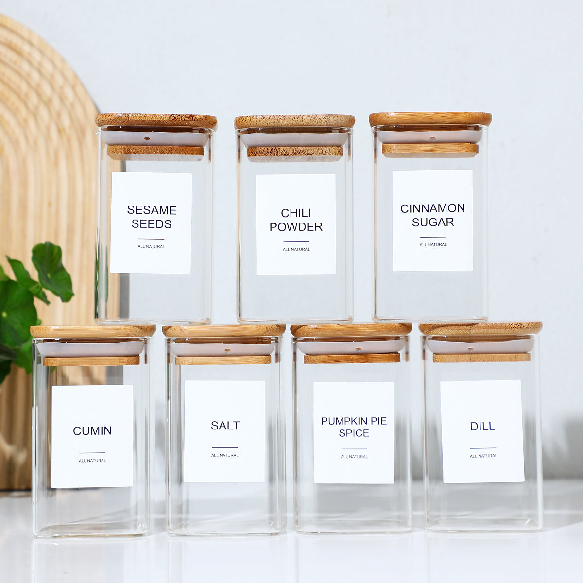 Glass Jars with Airtight Bamboo Lids Snack Candy Storage Jar