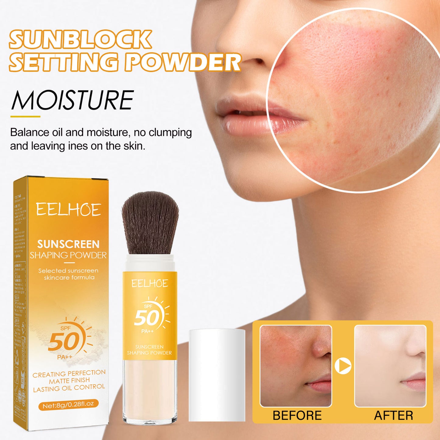 Oil Control Lightweight Breathable Mineral Sunscreen Setting Powder SPF35 for All Skin