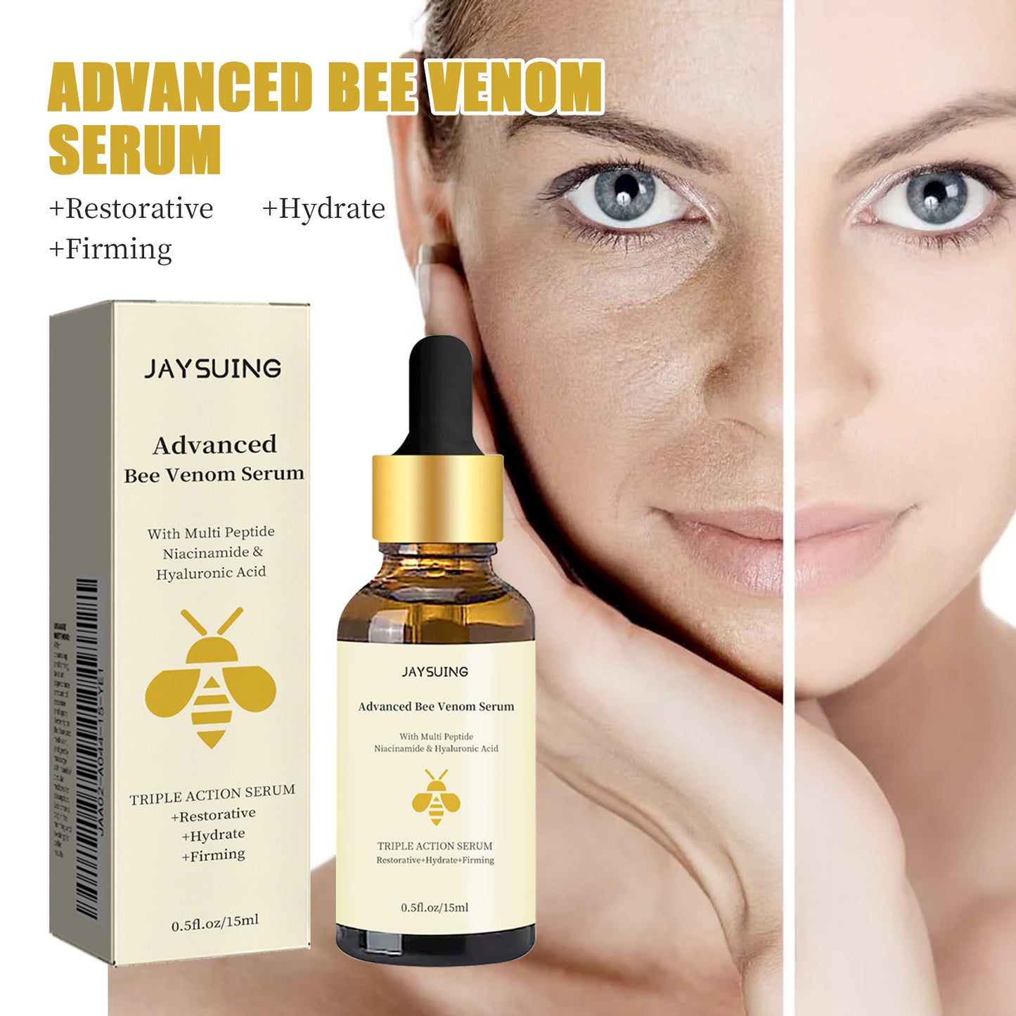 Advanced Bee Venom Serum, Anti-Aging Facial Serum, Face Serum to Help Refine Fine Lines & Wrinkles, Hydrating facial essence