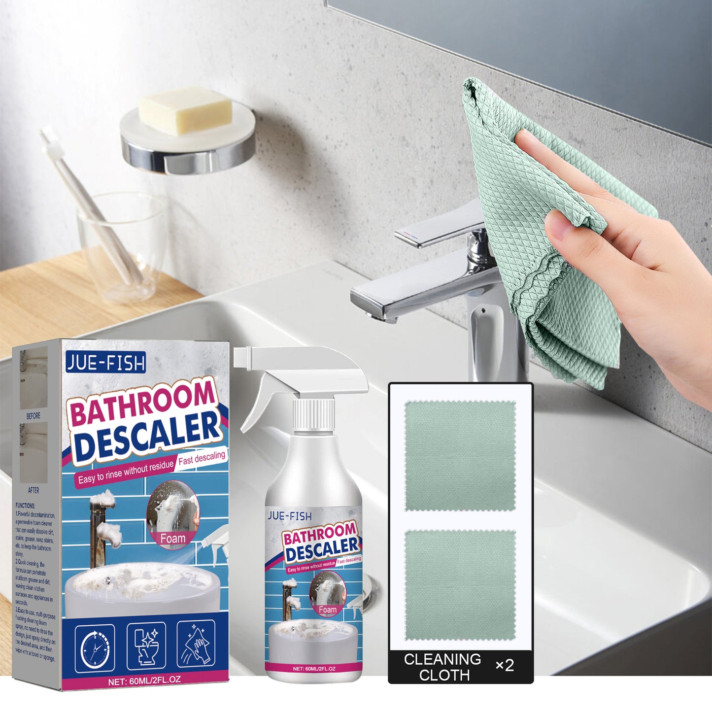 Bathroom Descaler Foam Cleaner Stubborn Stains Cleaner