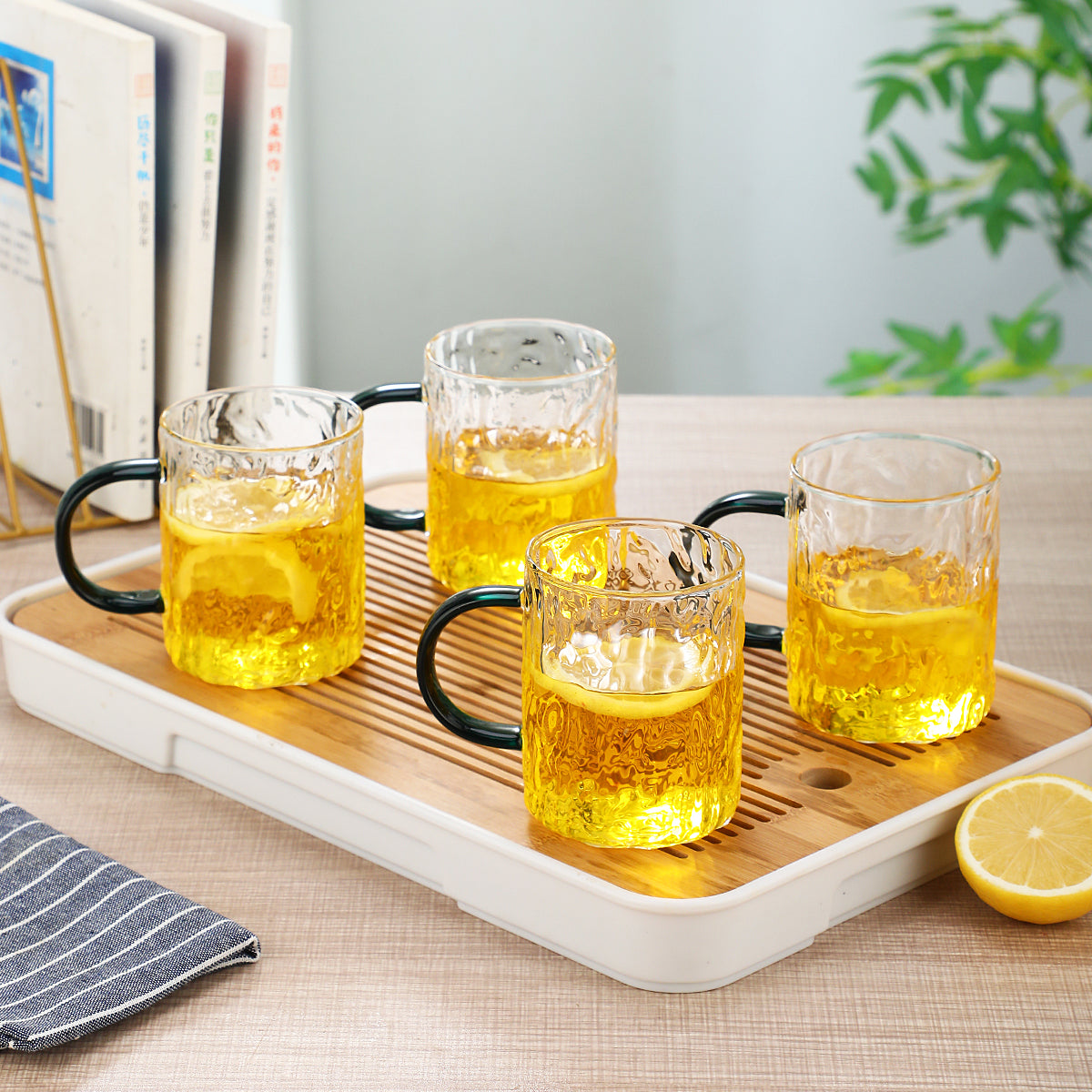 1 Pot with 4 Cups Tea Set, Bark Cooling Water Kettle, Water Cup Set, Water Utensil Set, Tea Pot, Water Cup