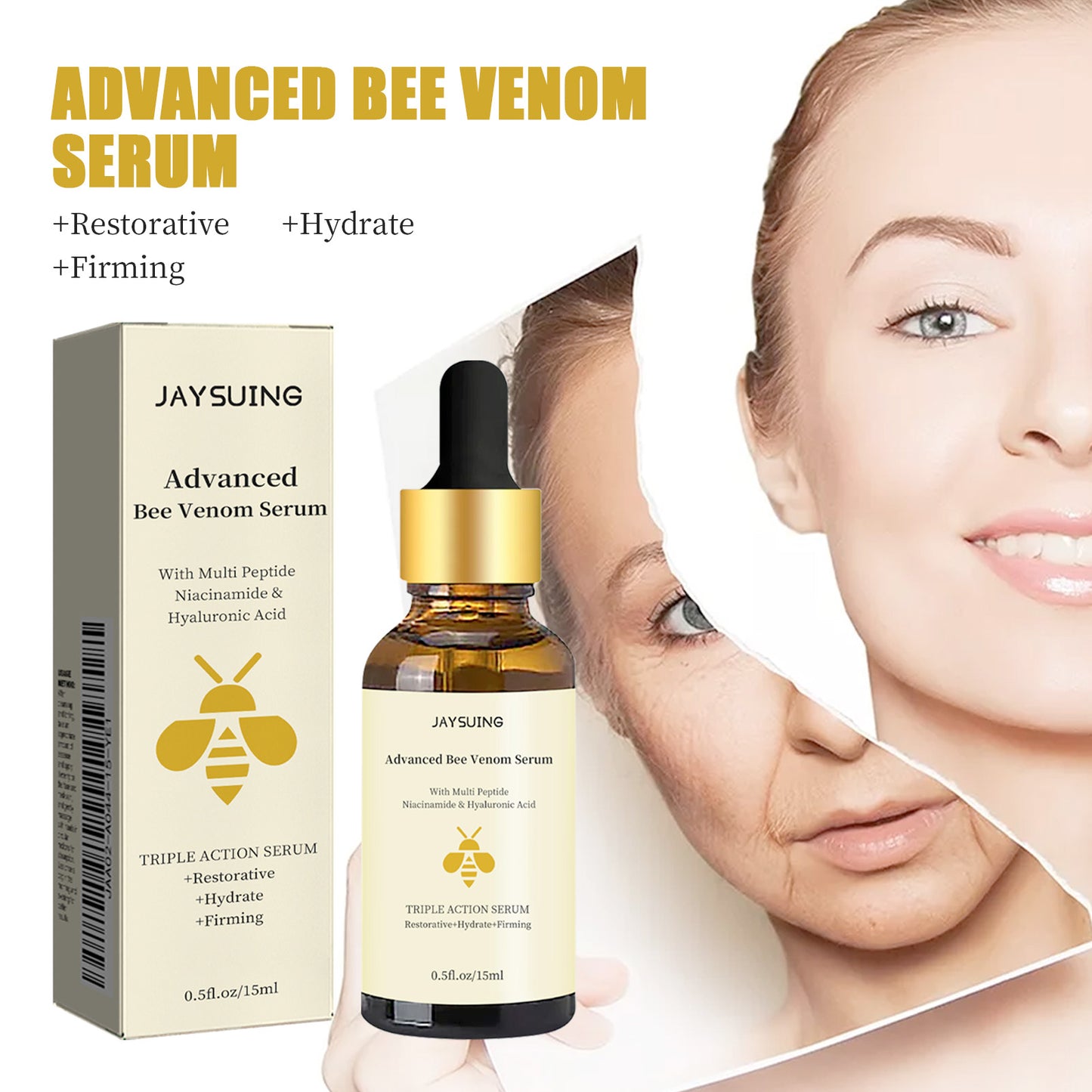 Advanced Bee Venom Serum, Anti-Aging Facial Serum, Face Serum to Help Refine Fine Lines & Wrinkles, Hydrating facial essence