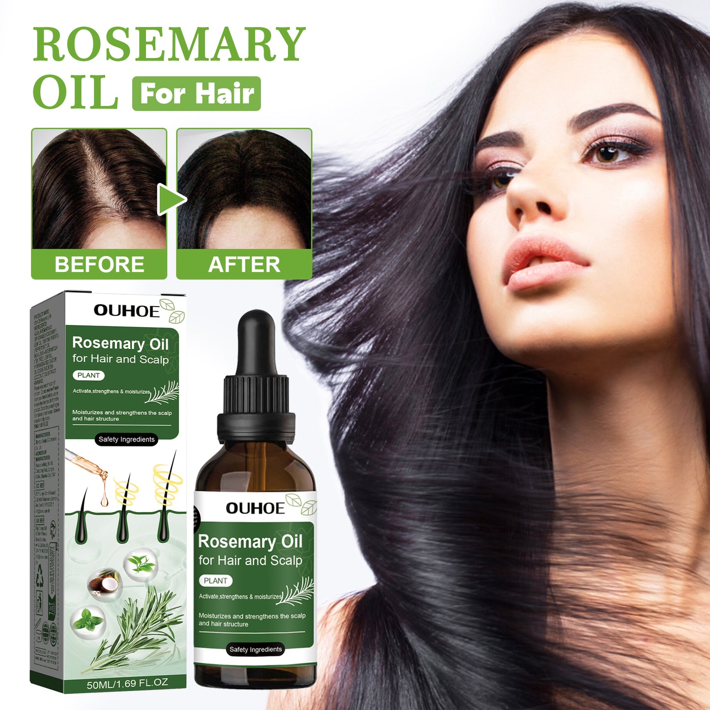Pure and Natural 1.69fl Oz Organic Rosemary Oil for Hair Growth