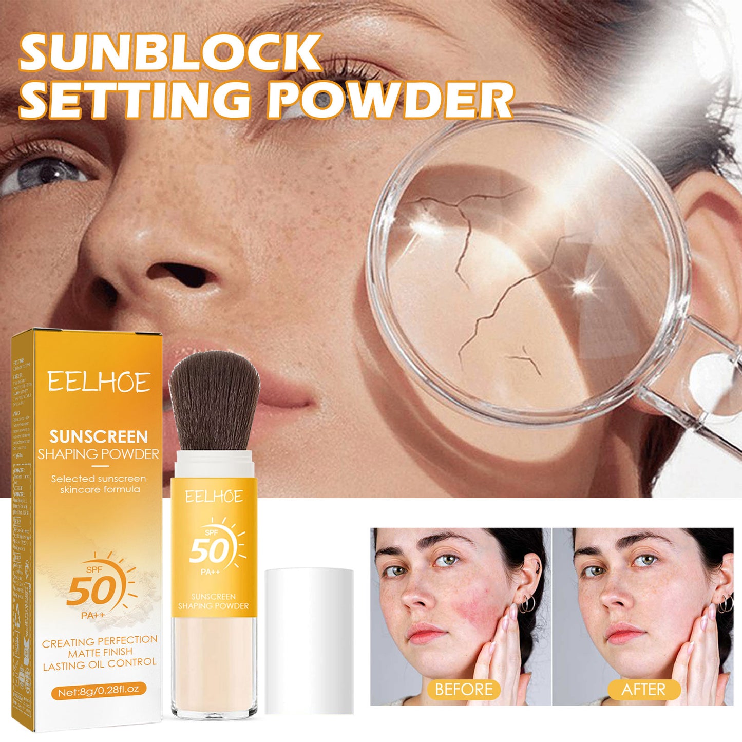 Oil Control Lightweight Breathable Mineral Sunscreen Setting Powder SPF35 for All Skin