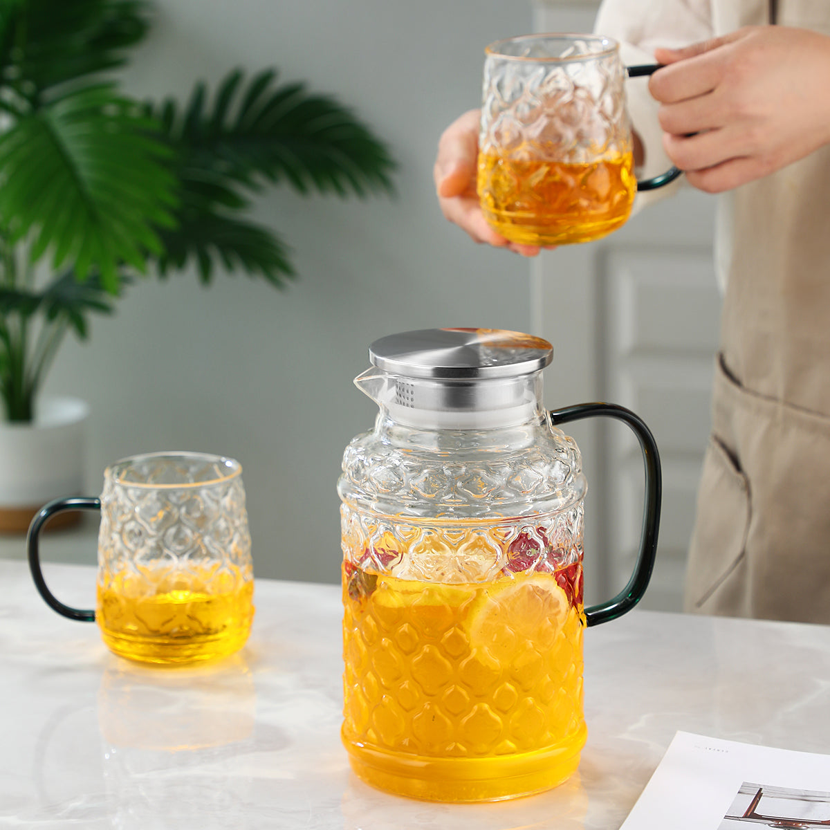 1 Pot with 4 Cups Set, Haitang Cooling Water Kettle, Water Cup Set