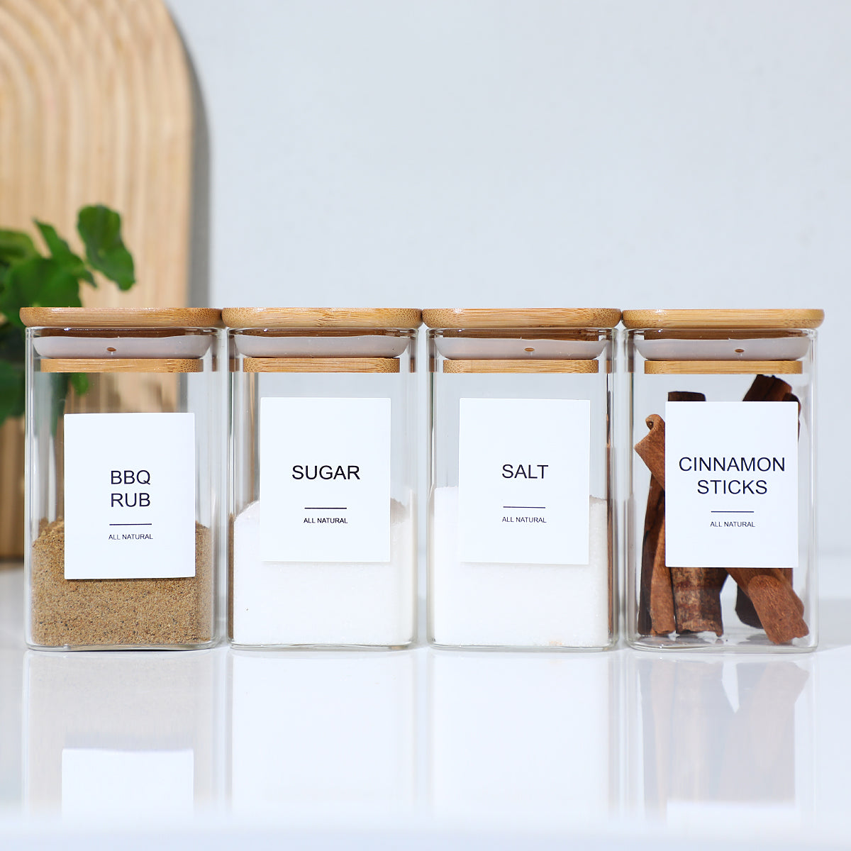 Glass Jars with Airtight Bamboo Lids Snack Candy Storage Jar