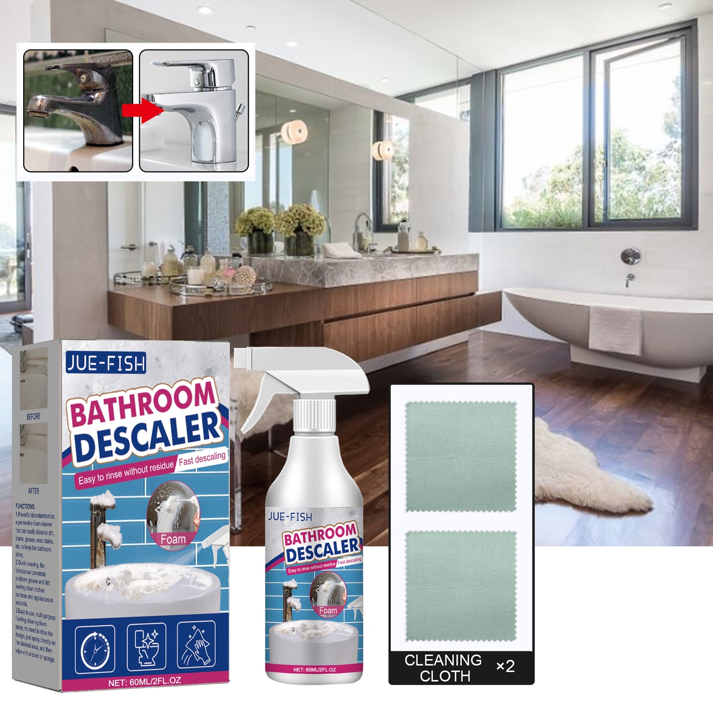 Bathroom Descaler Foam Cleaner Stubborn Stains Cleaner