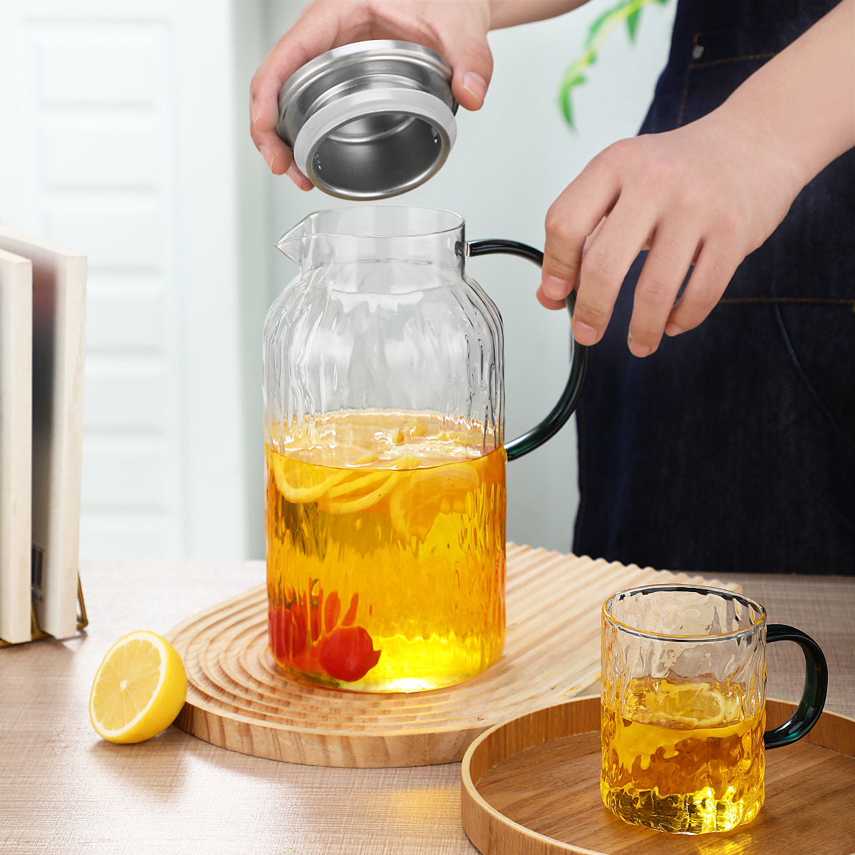 1 Pot with 4 Cups Tea Set, Bark Cooling Water Kettle, Water Cup Set, Water Utensil Set, Tea Pot, Water Cup