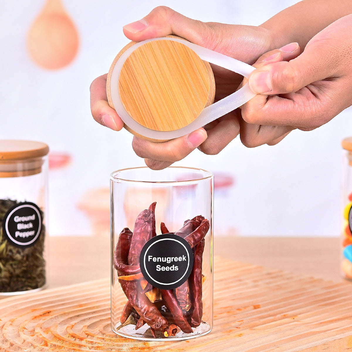 12pcs/set Glass Jar With Seal Ring For Nuts And Dried Fruits Storage