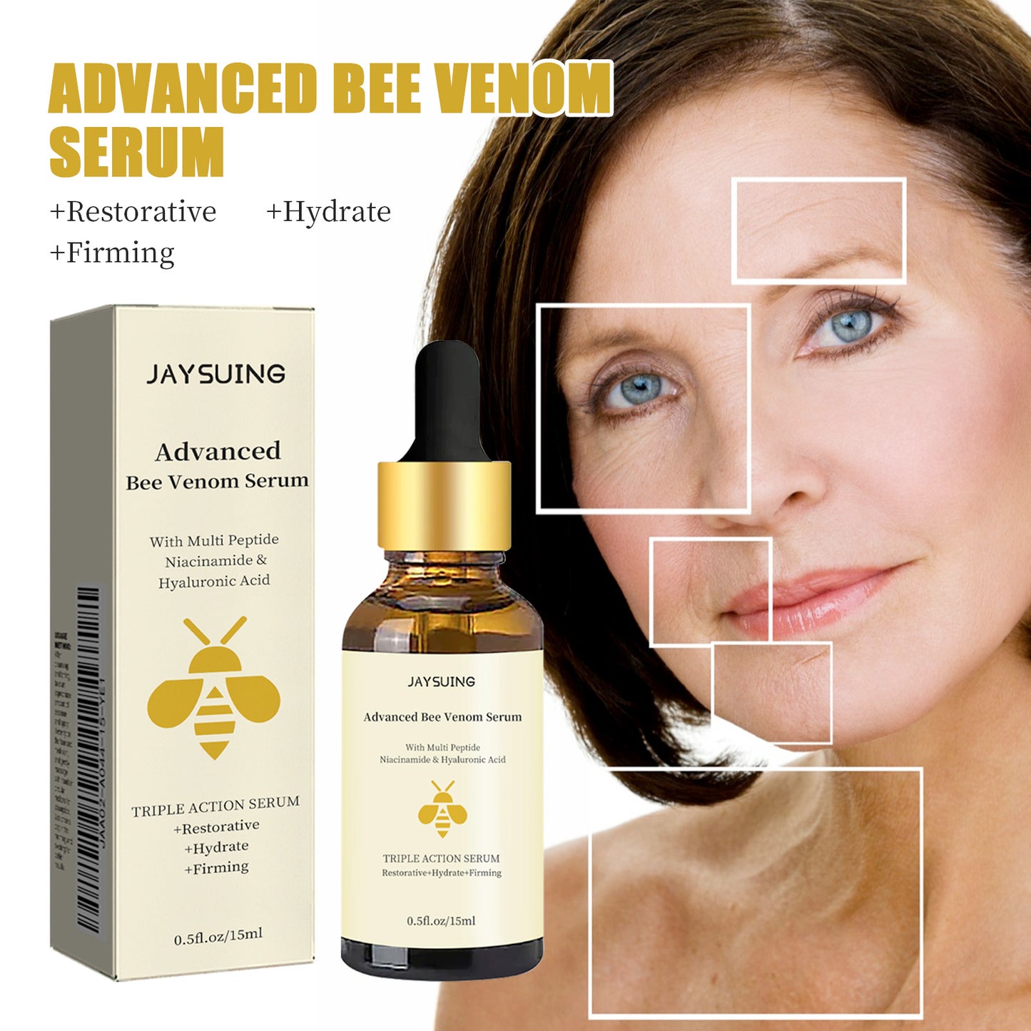 Advanced Bee Venom Serum, Anti-Aging Facial Serum, Face Serum to Help Refine Fine Lines & Wrinkles, Hydrating facial essence