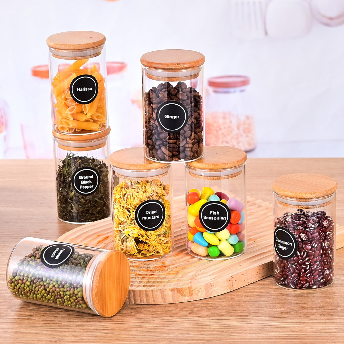 12pcs/set Glass Jar With Seal Ring For Nuts And Dried Fruits Storage