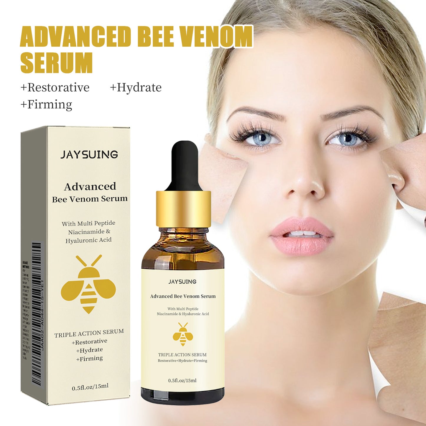 Advanced Bee Venom Serum, Anti-Aging Facial Serum, Face Serum to Help Refine Fine Lines & Wrinkles, Hydrating facial essence