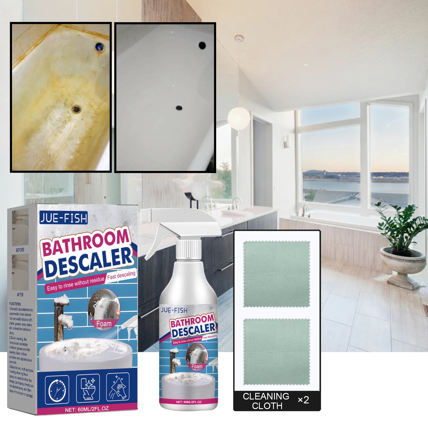 Bathroom Descaler Foam Cleaner Stubborn Stains Cleaner