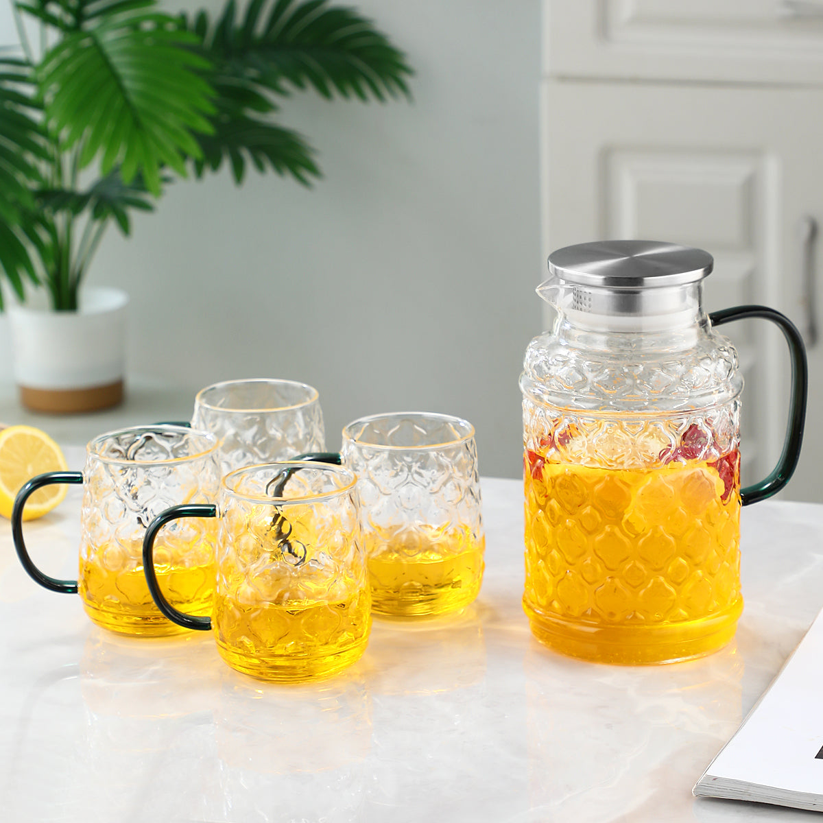 1 Pot with 4 Cups Set, Haitang Cooling Water Kettle, Water Cup Set