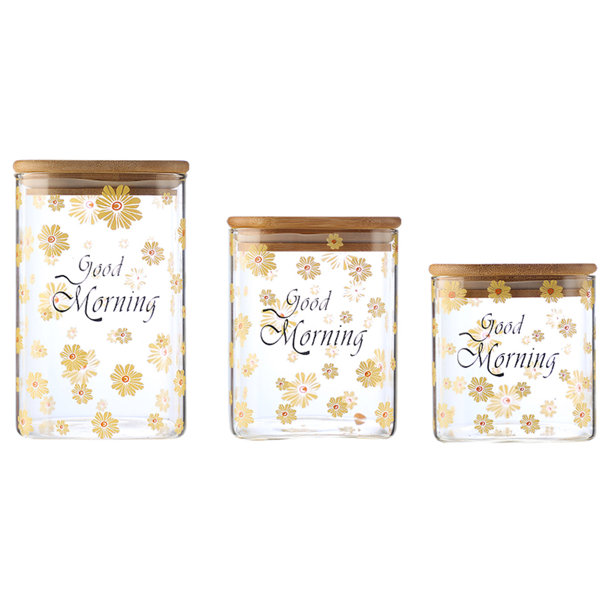 3 Pieces Kitchen Clear Glass Food Storage Container Jar with Sealing Lid Airtight Food Storage Containers for Coffee Beans, Flour