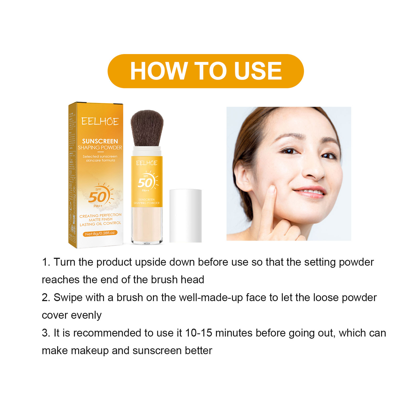 Oil Control Lightweight Breathable Mineral Sunscreen Setting Powder SPF35 for All Skin