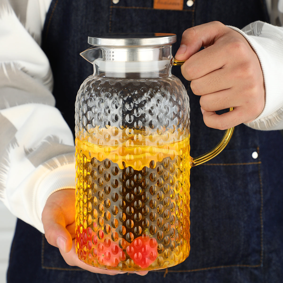1 Pot with 4 Cups Set Large Capacity Cold Water Kettle Glass Pitcher Water Carafe Lid Leakproof for Home