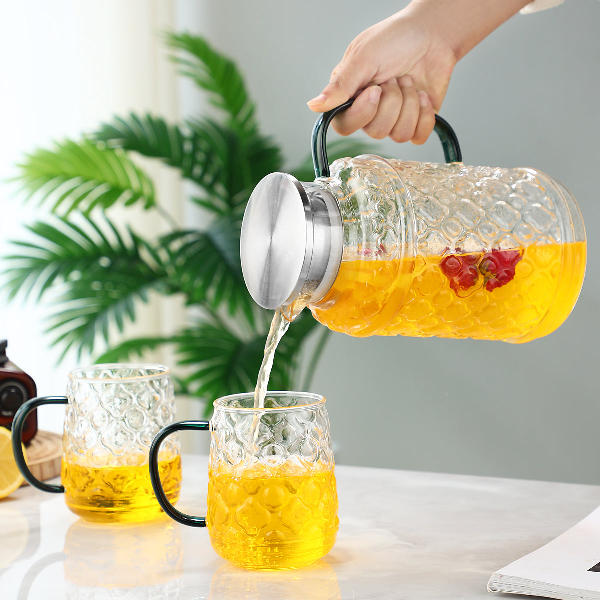 1 Pot with 4 Cups Set, Haitang Cooling Water Kettle, Water Cup Set