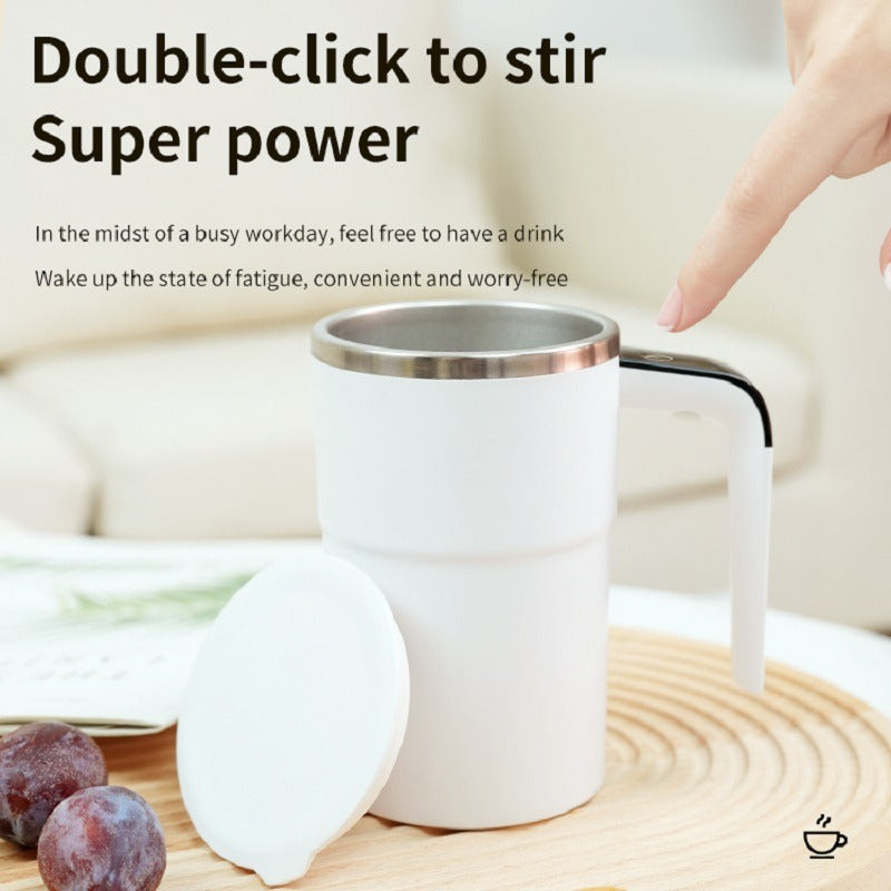 Automatic Coffee Stirring Cup, Stainless Steel Self-Stirring Coffee Cup with Lid, Auto Stir & Heating Feature, LED Intelligent Display Temperature
