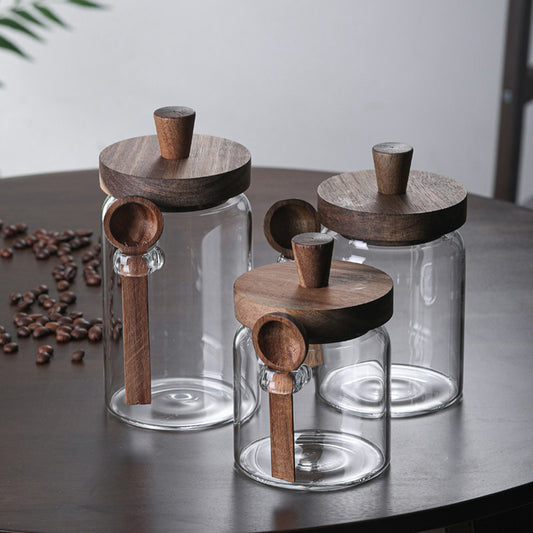 Glass Containers with Lids Mason Jars with Wide Mouth Good Sealing Food Jars & Canisters Food Storage for Coffee Pepper
