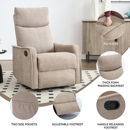 Fabric Manual Recliner Chair with Heat Massage Swivel Rocker Recliner Chair Glider Rocking Chair Single Sofa Chair