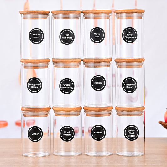 12pcs/set Glass Jar With Seal Ring For Nuts And Dried Fruits Storage