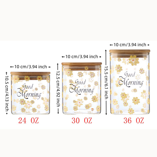 3 Pieces Kitchen Clear Glass Food Storage Container Jar with Sealing Lid Airtight Food Storage Containers for Coffee Beans, Flour