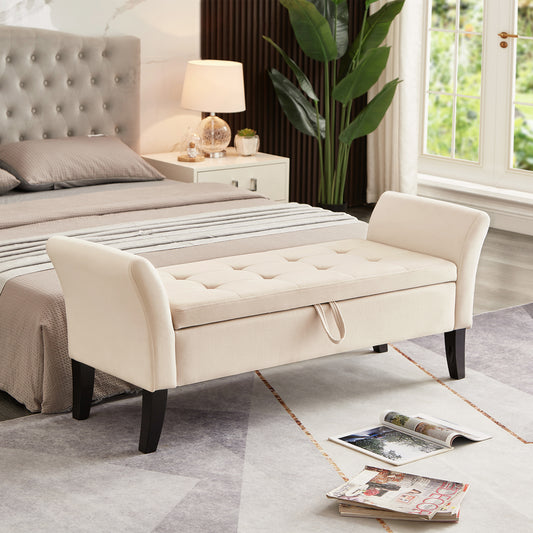 Beige Bed End Stool