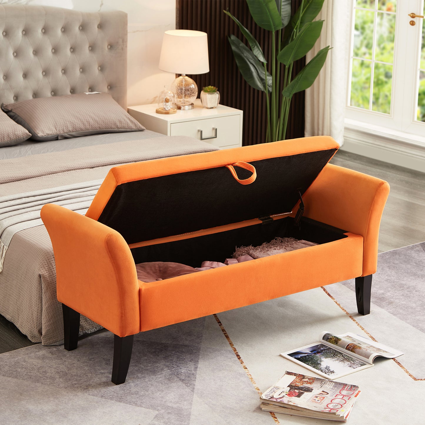 Orange Bed End Stool
