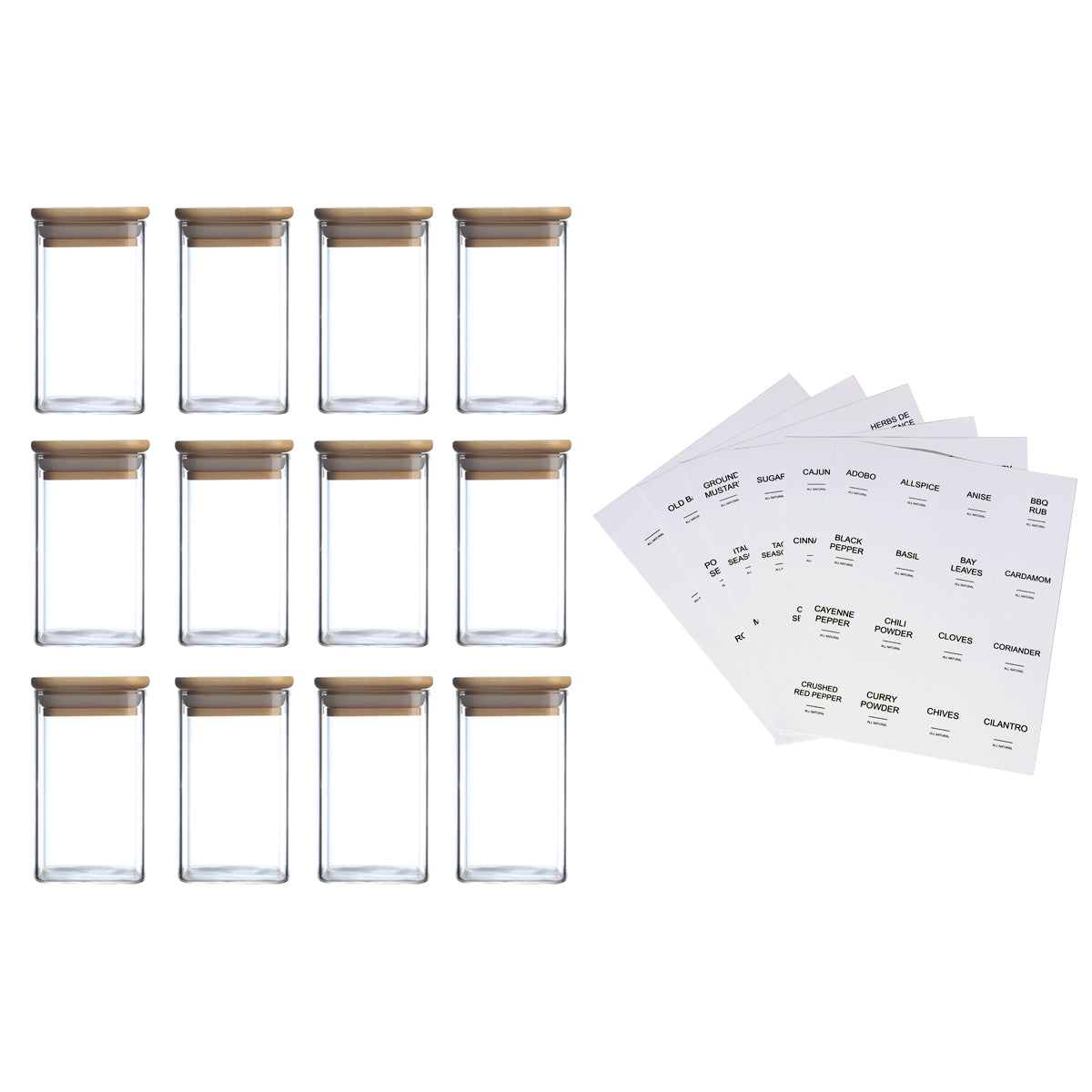 Glass Jars with Airtight Bamboo Lids Snack Candy Storage Jar