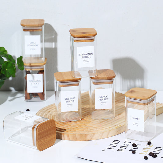 Glass Jars with Airtight Bamboo Lids Snack Candy Storage Jar