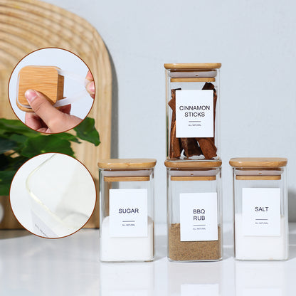 Glass Jars with Airtight Bamboo Lids Snack Candy Storage Jar