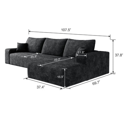 Combination Reversible Modular Sectional Couch with Movable Ottoman Sets