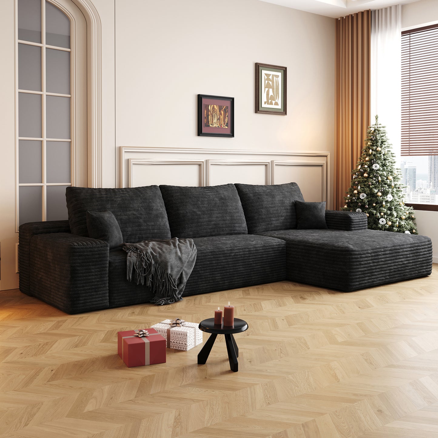 Combination Reversible Modular Sectional Couch with Movable Ottoman Sets