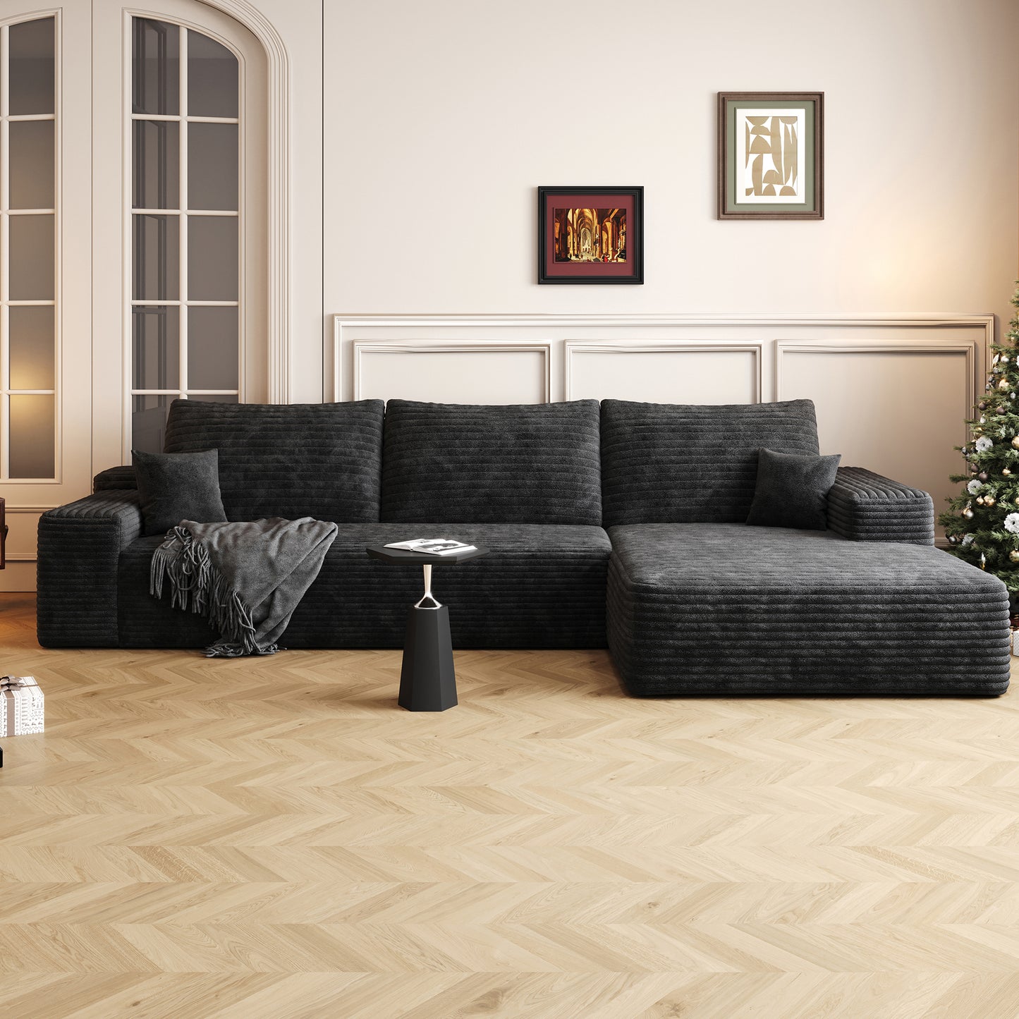 Combination Reversible Modular Sectional Couch with Movable Ottoman Sets