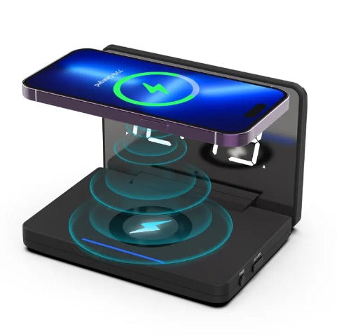 Hot Digital Alarm Clock Large Display 1.4Inch Led Mirror Electronic Clocks For Phone Wireless Charging Table Clock Mirror
