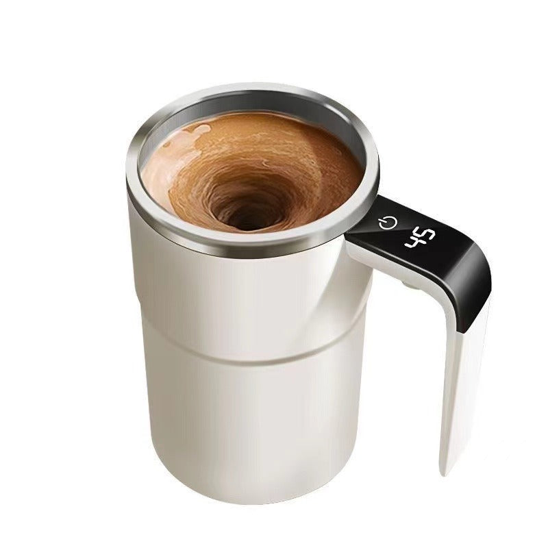 Automatic Coffee Stirring Cup, Stainless Steel Self-Stirring Coffee Cup with Lid, Auto Stir & Heating Feature, LED Intelligent Display Temperature