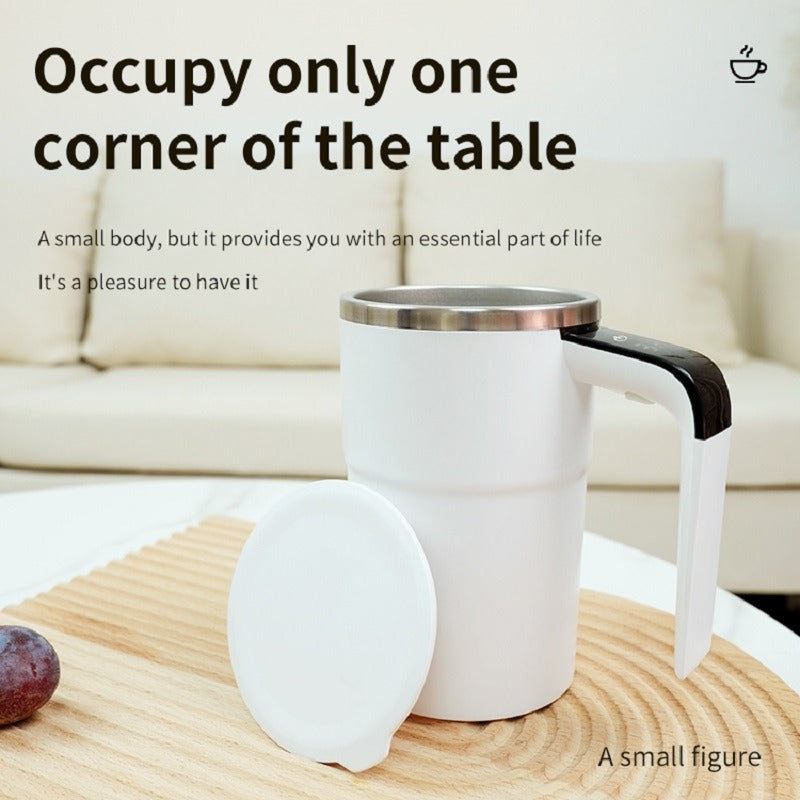 Automatic Coffee Stirring Cup, Stainless Steel Self-Stirring Coffee Cup with Lid, Auto Stir & Heating Feature, LED Intelligent Display Temperature