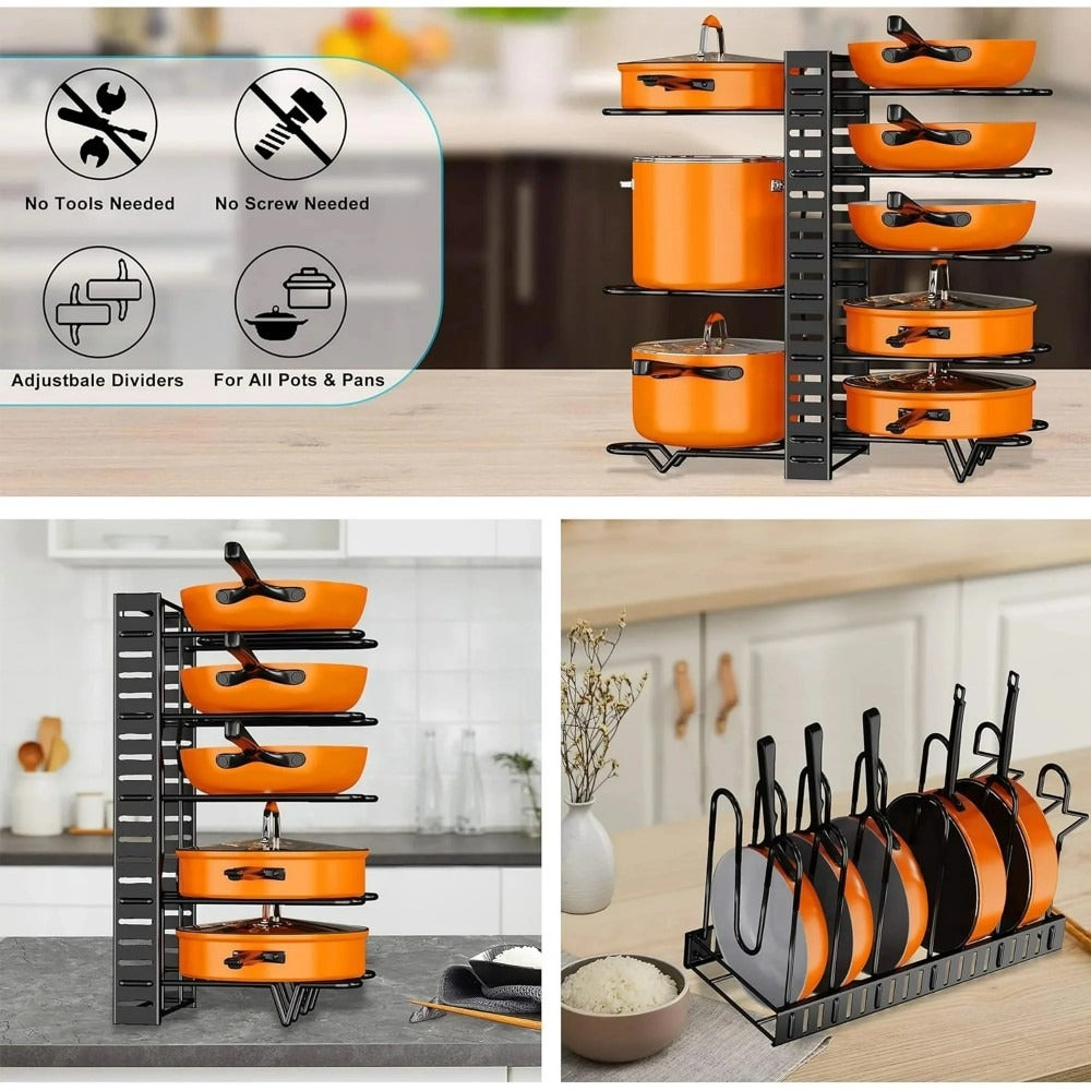Kitchen storage rack - 8 layers with a thickness of 4.5MM - equipped with 4 hooks.